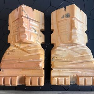 Mid Century Aztec/Mayan Carved Onyx Bookends Made in Mexico Vintage